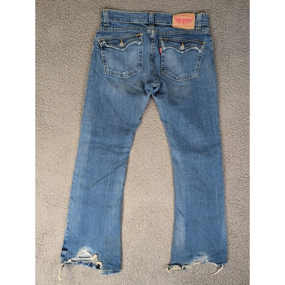 LEVI'S 504 Slouch Flared Low Rise Stretch Blue Denim Jeans Women's 11 M 32x31 - Picture 11 of 14